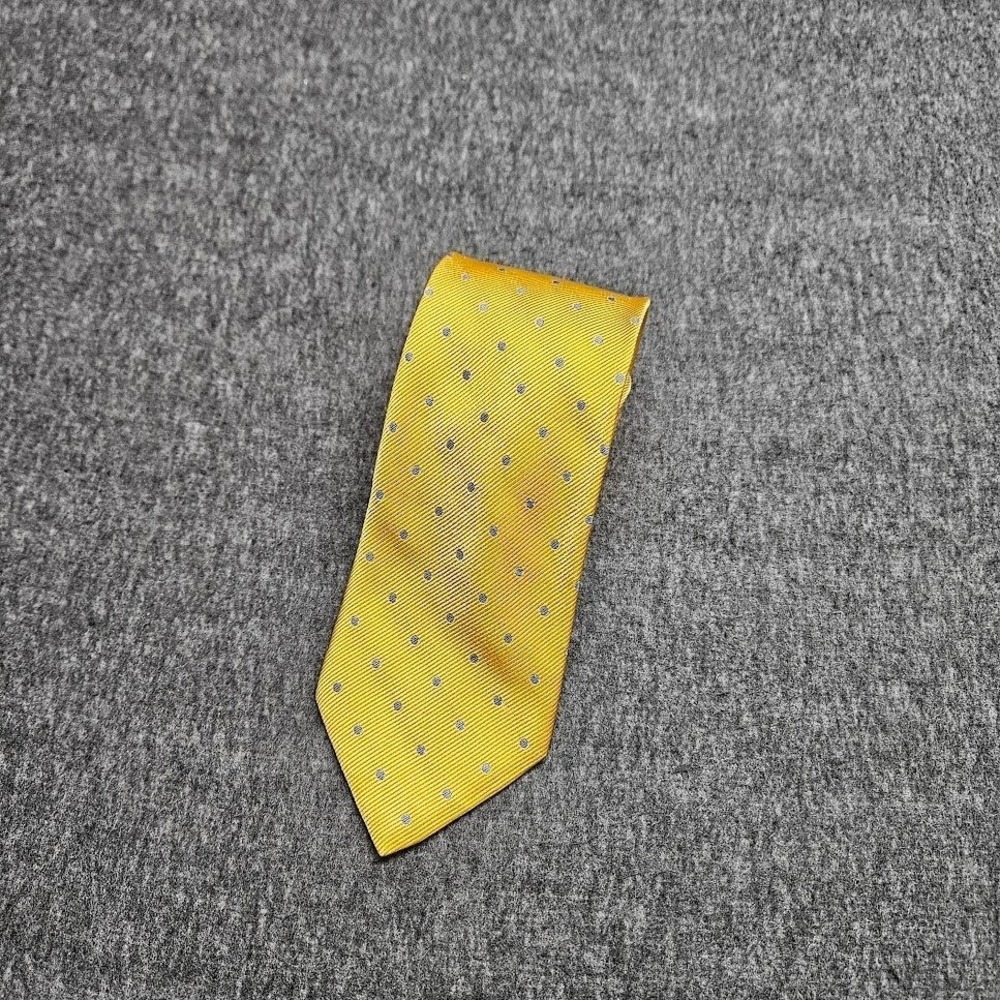 Hart Schaffner Marx Necktie Mens OS Yellow Polka Dot Silk Made in USA